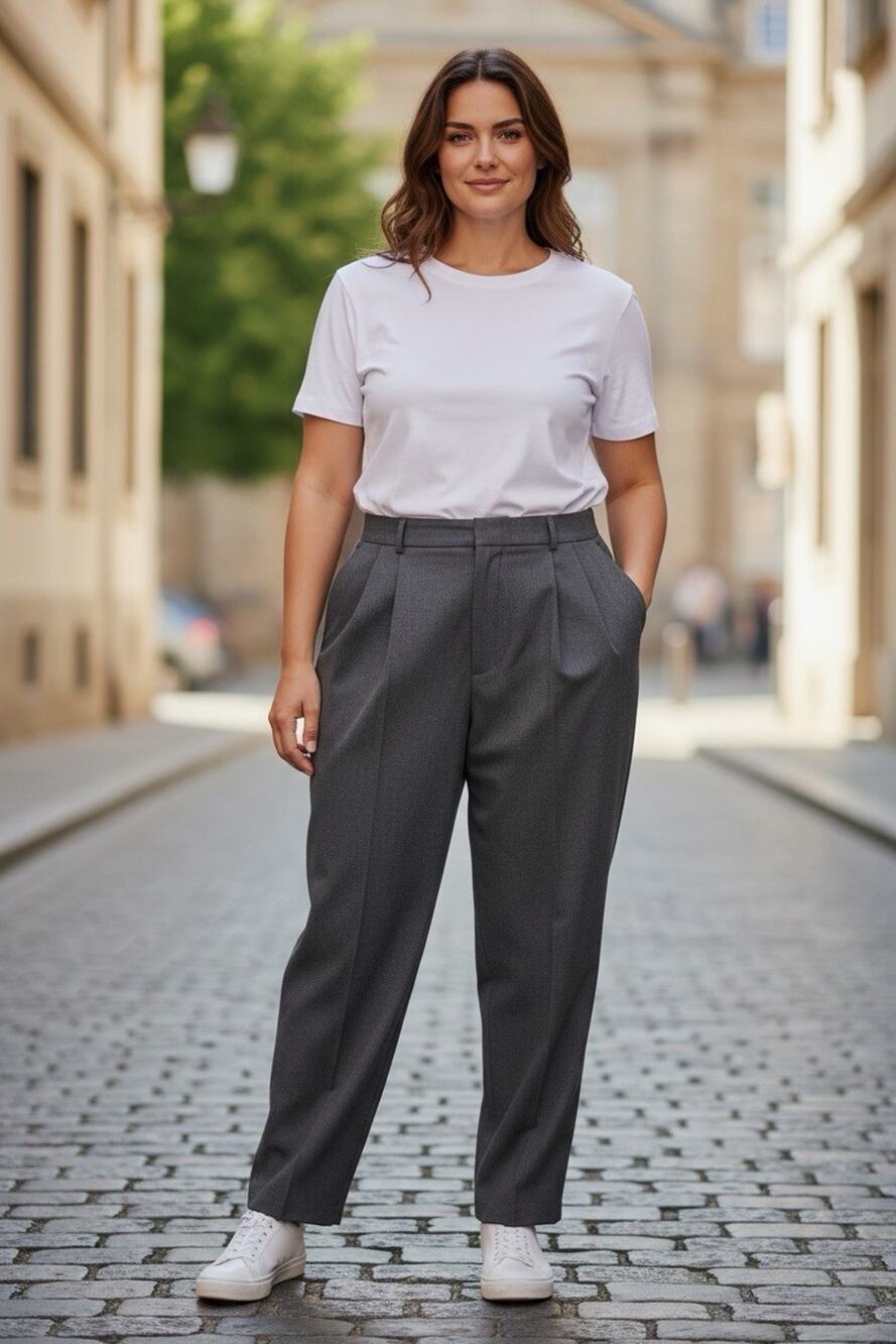 Laura Scott Women's 20WP Petite Dress Pants Heather Gray Pull On Stretch NWT